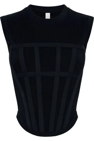 DION LEE Ribbed corset top
