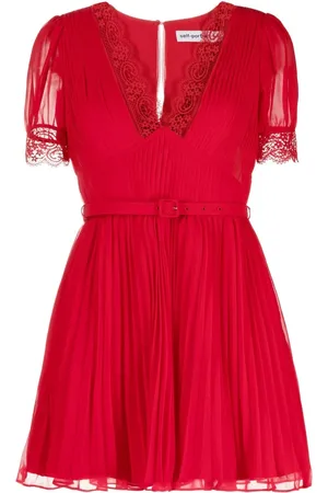 Self-Portrait Lace-trim A-line minidress