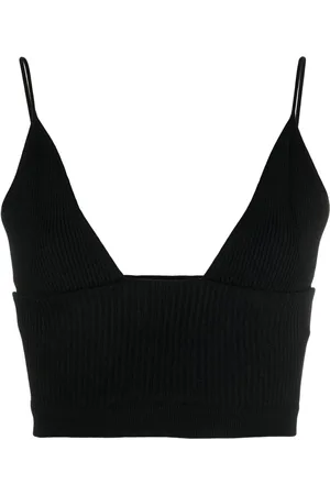Dsquared2 Ribbed-knit plunge crop top