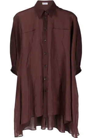 Brunello Cucinelli Semi-sheer asymmetric hem blouse