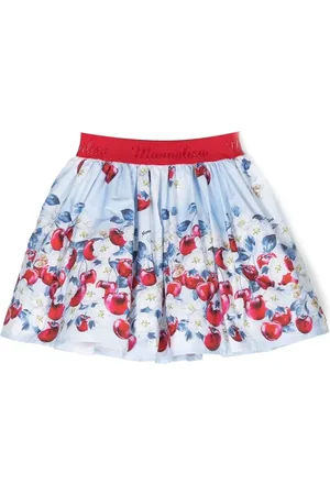 MONNALISA Cherry-print logo-waistband skirt