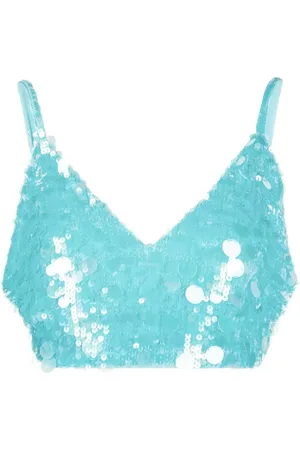P.A.R.O.S.H. V-neck sequin embellished crop top