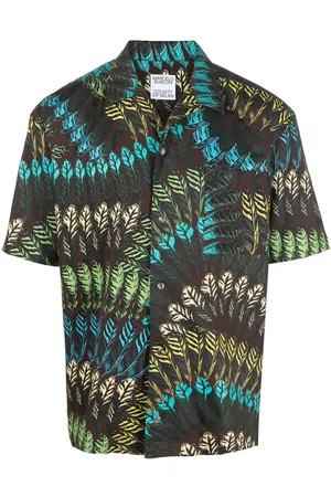 MARCELO BURLON AOP feather short-sleeve shirt
