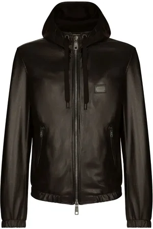 Dolce & Gabbana Logo-tag hooded leather jacket