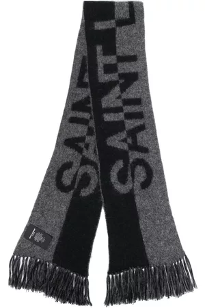 Saint Laurent Intarsia-knit logo scarf