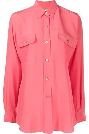 CHANEL 1990-2000s logo-button silk shirt
