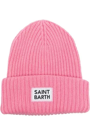 MC2 SAINT BARTH Girls Beanies - Logo-patch ribbed-knit beanie