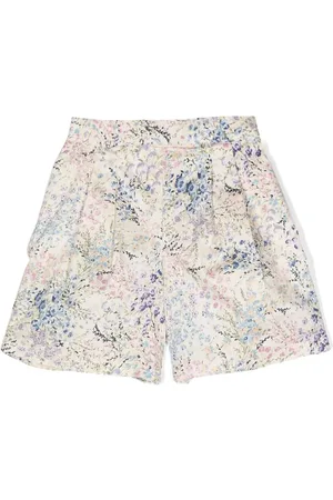 Simonetta Floral-print pleated shorts