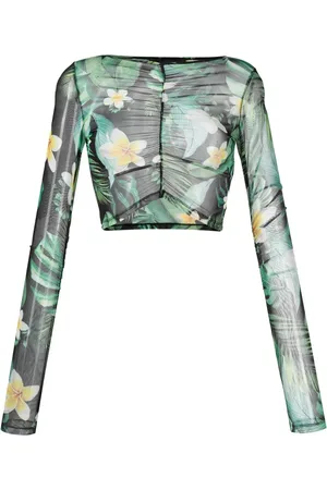 Philipp Plein Hawaii-print cropped top