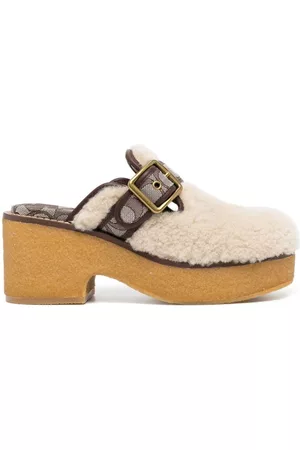 Coach Women Casual Shoes - Canvas-panelled shearling clogs