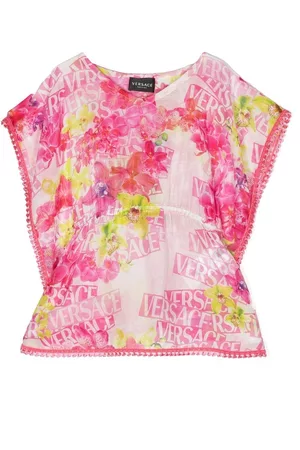 VERSACE Girls Kaftans - Logo-print cotton kaftan