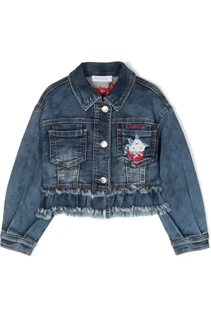 MONNALISA Cherry peplum denim jacket