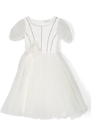 MONNALISA Crystal-embellished tulle dress