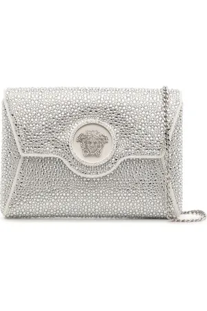 VERSACE La Medusa crystal envelope clutch