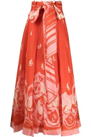 ZIMMERMANN Nautical print tie-waist skirt