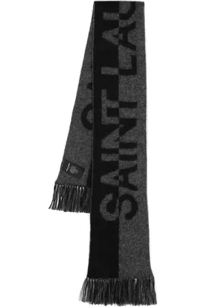 Saint Laurent Intarsia-knit logo scarf