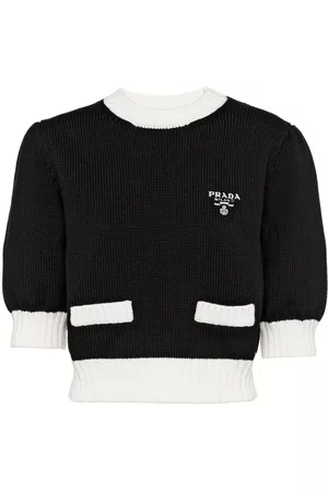 Prada Logo-embroidered cropped jumper
