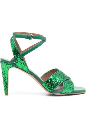 RED(V) Glitter-embellished open-toe sandals