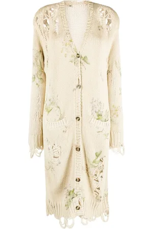 R13 Floral-print open-knit cardigan