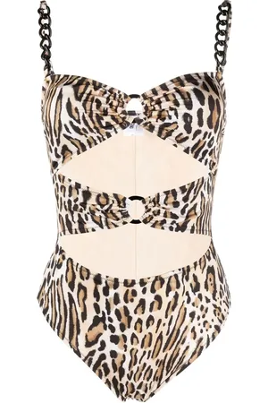 Moschino Leopard-print chain-link swimsuit