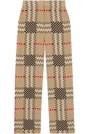 Burberry Pixel Check wide-leg trousers