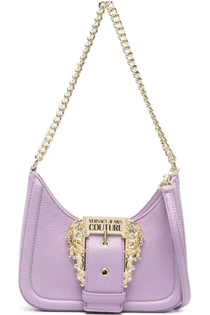 VERSACE Engraved-logo buckle shoulder bag
