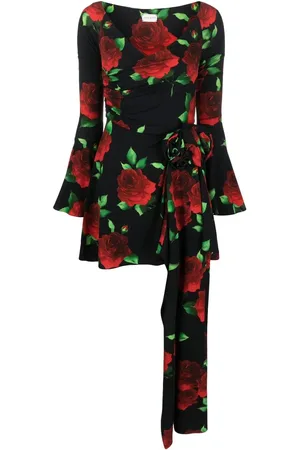 MAGDA BUTRYM Rose-print flared minidress