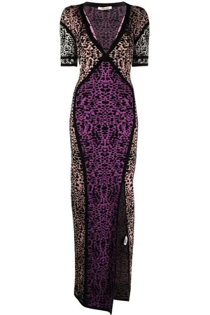 Roberto Cavalli Animal print panelled maxi dress