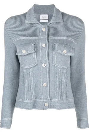 Barrie Contrast-stitch knitted jacket