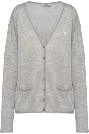 Prada Logo-embroidered cashmere-silk cardigan