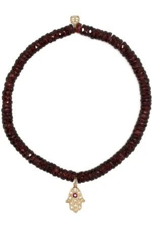 Sydney Evan 14kt yellow gold garnet beaded bracelet