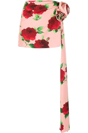 MAGDA BUTRYM Rose-print draped miniskirt