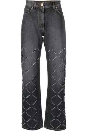 VERSACE Ripped straight leg jeans