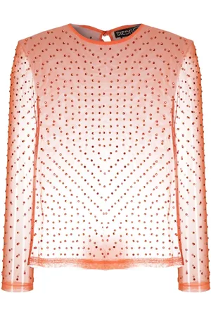 SIEDRES Crystal-embellisment sheer blouse