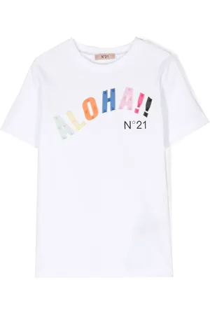 Nº21 Slogan-appliqu?? logo-print T-shirt