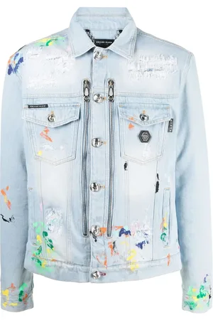 Philipp Plein Paint splatter-print denim jacket