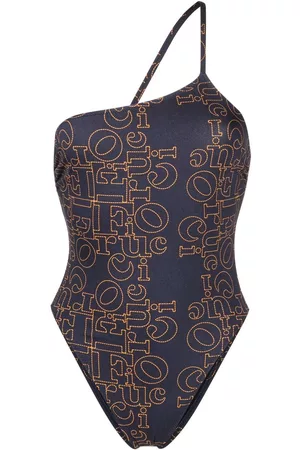 Fiorucci Women Swimming Costumes - Logo-print one-shoulder swimsuit