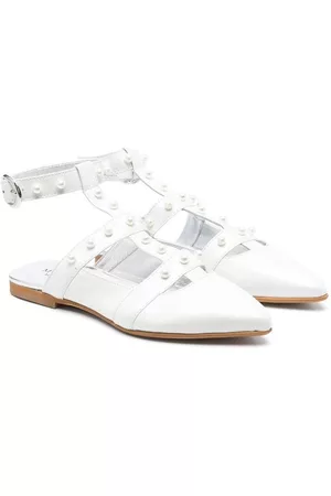 MONNALISA Faux-pearl embellished ballerina pumps
