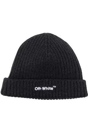 Off-White Men Beanies - Embroidered-logo ribbed-knit beanie