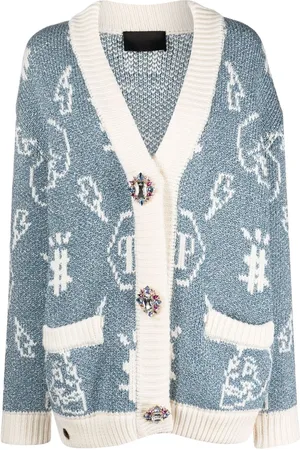Philipp Plein Intarsia-knit logo cardigan