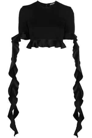DAVID KOMA Ruffle-trim cropped top