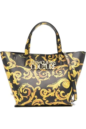 Versace Jeans Couture Black Snake Skin Embossed Small Tote Bag