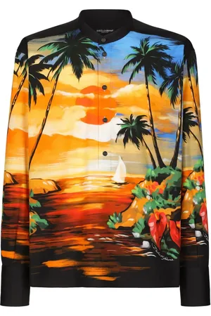 Dolce & Gabbana Sunset-print collarless shirt