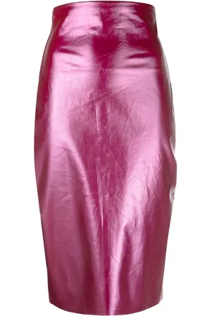 Rick Owens High-waisted wax-coated midi skirt