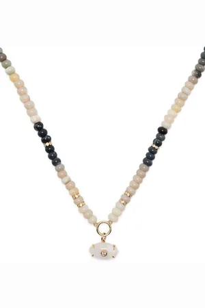 Sydney Evan 14kt yellow gold diamond and opal beaded necklace