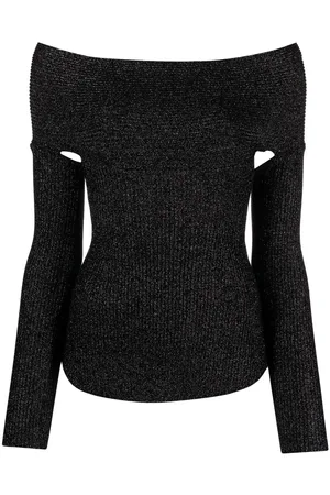 Khaite Glitter cut-out off-shoulder jumper