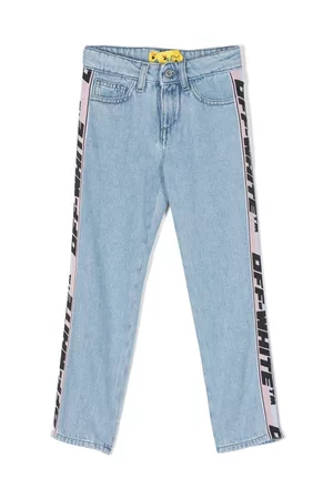 OFF-WHITE Logo-tape straight-leg jeans