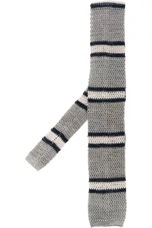 Brunello Cucinelli Cotton-linen stripe knit tie