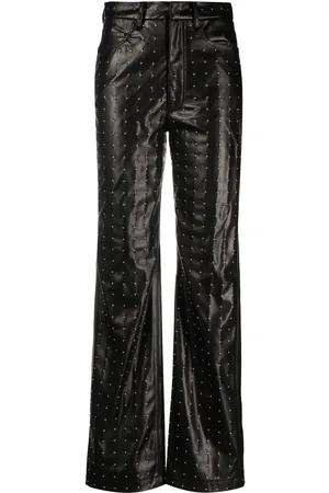 ROTATE Studded faux-leather trousers