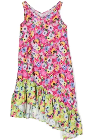 Msgm Asymmetric floral-print dress